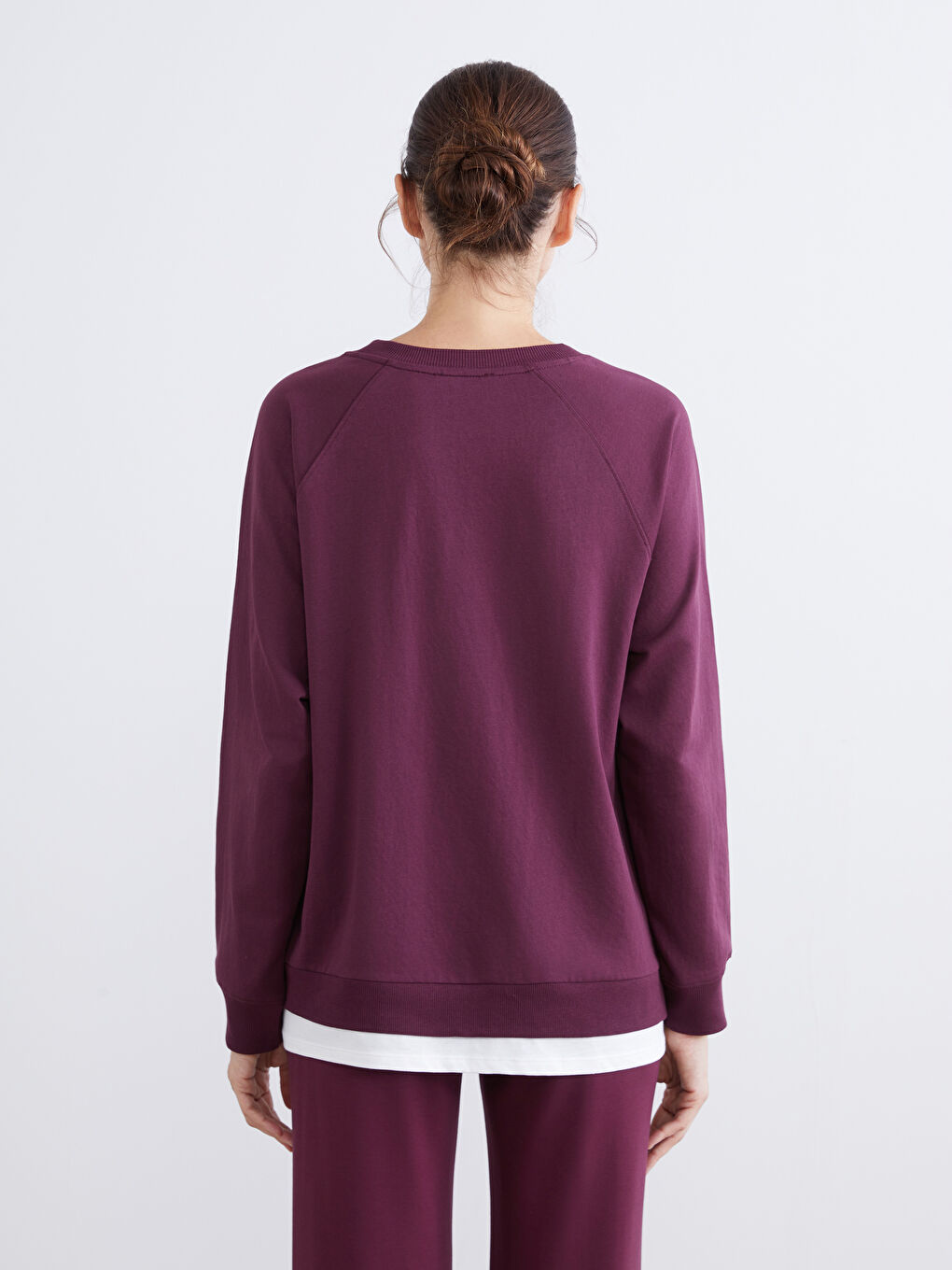 Mürdüm Bisiklet Yaka Oversize Kadın Sweatshirt-7
