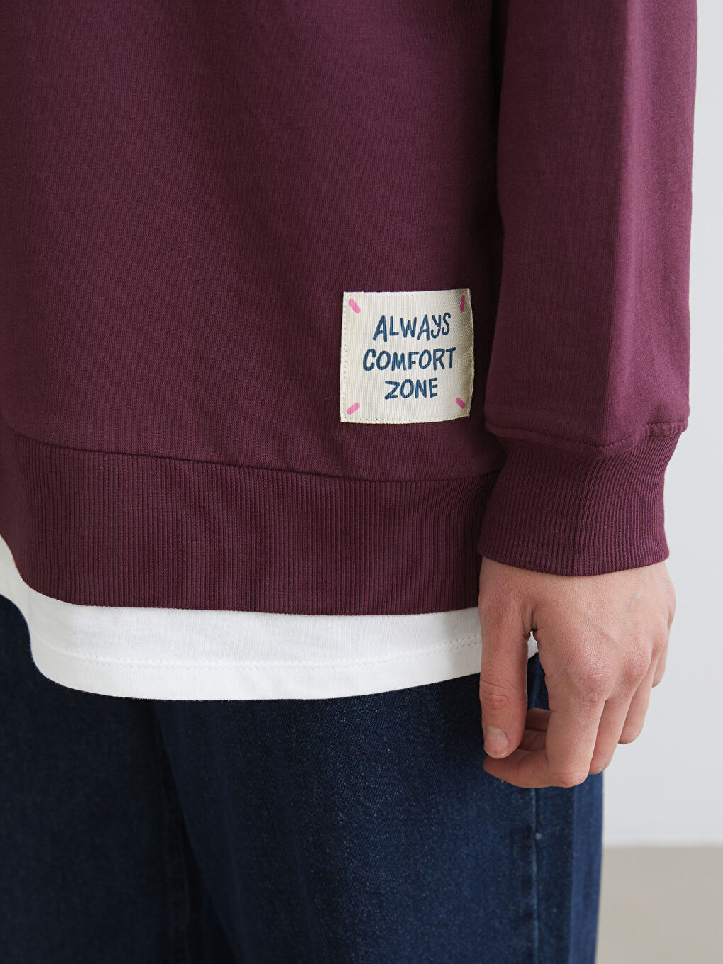 Mürdüm Bisiklet Yaka Oversize Kadın Sweatshirt-4