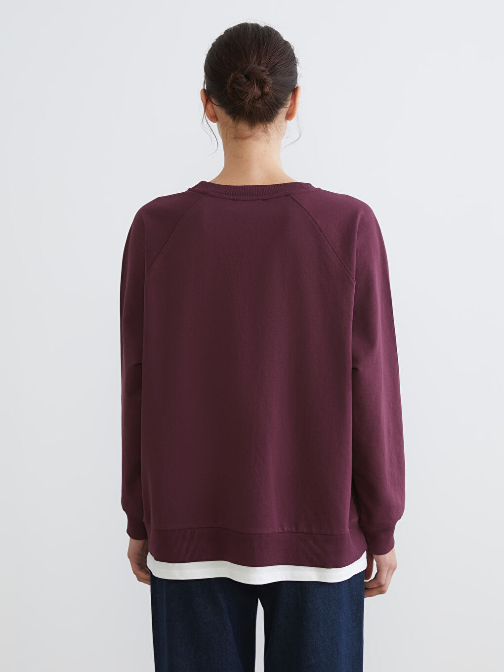 Mürdüm Bisiklet Yaka Oversize Kadın Sweatshirt-6