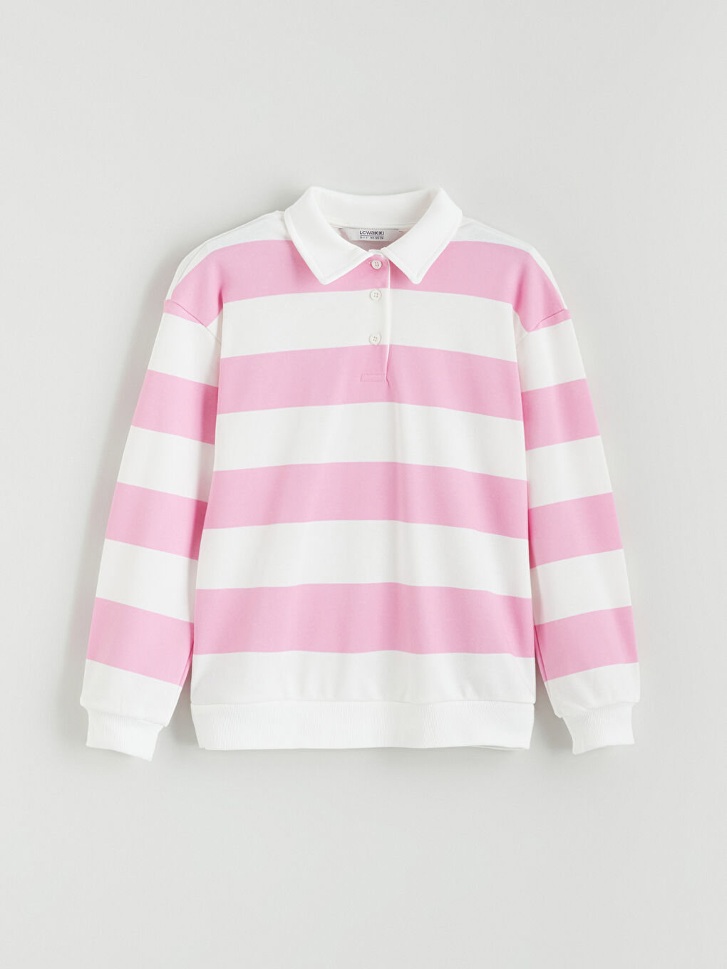 Pembe Polo Yaka Kız Çocuk Sweatshirt