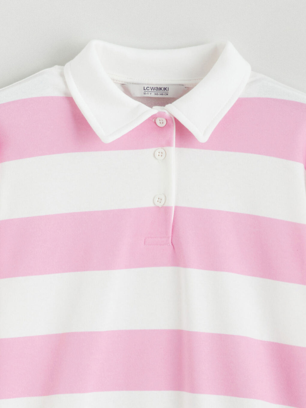 Pembe Polo Yaka Kız Çocuk Sweatshirt-1