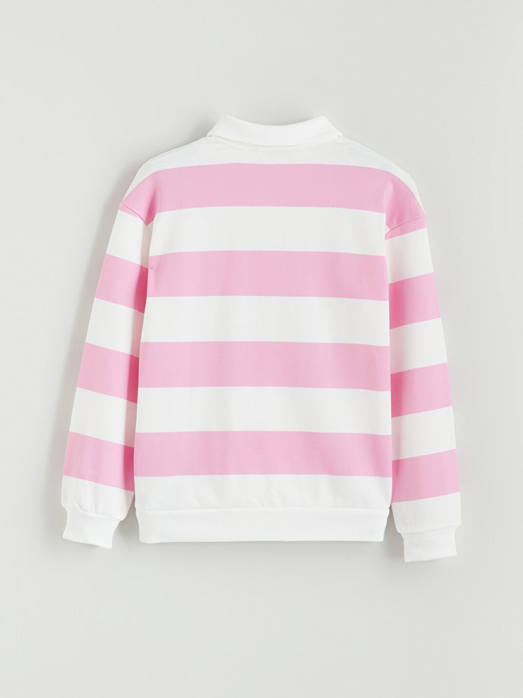 Pembe Polo Yaka Kız Çocuk Sweatshirt-2