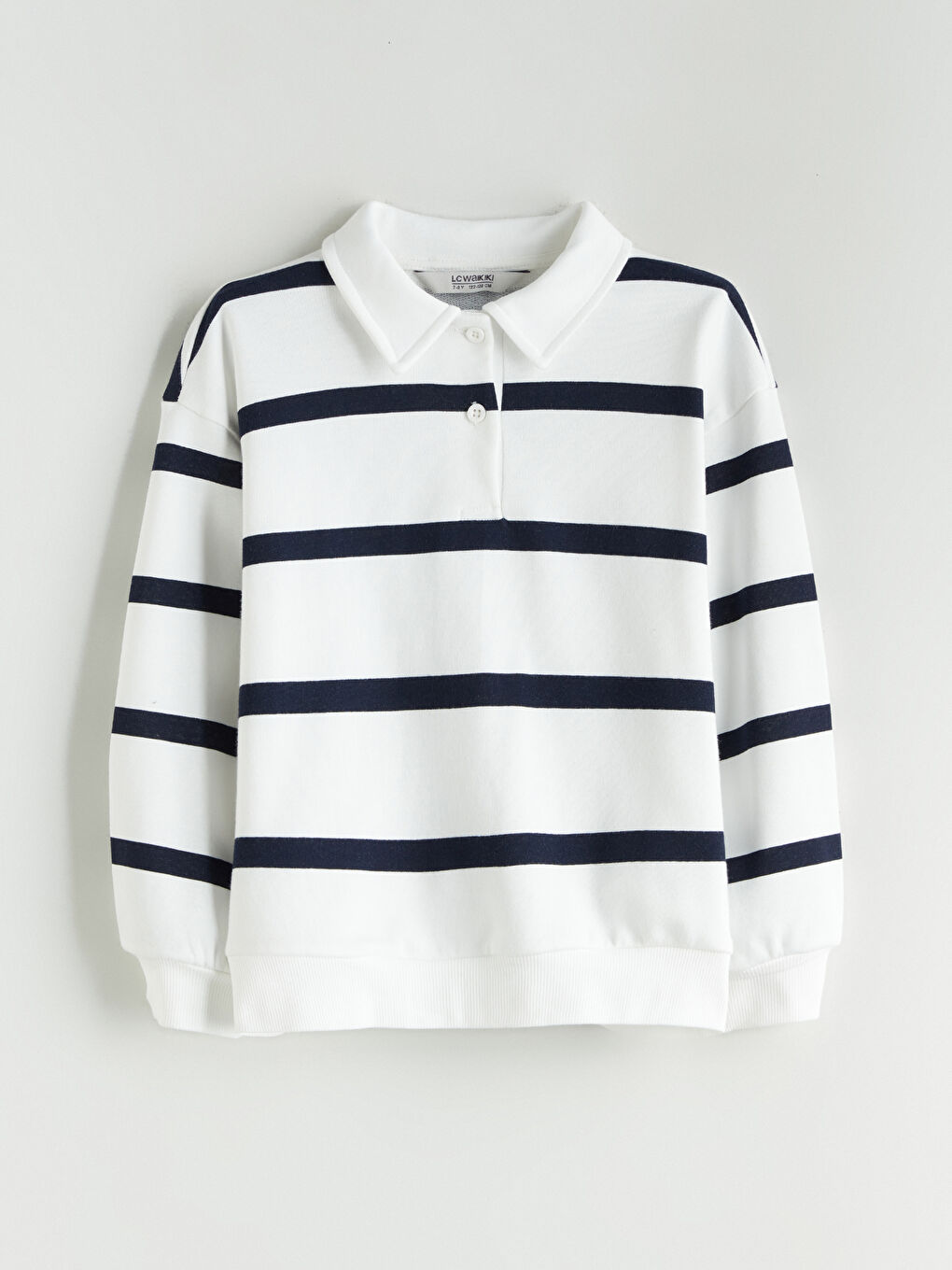 Lacivert Polo Yaka Kız Çocuk Sweatshirt