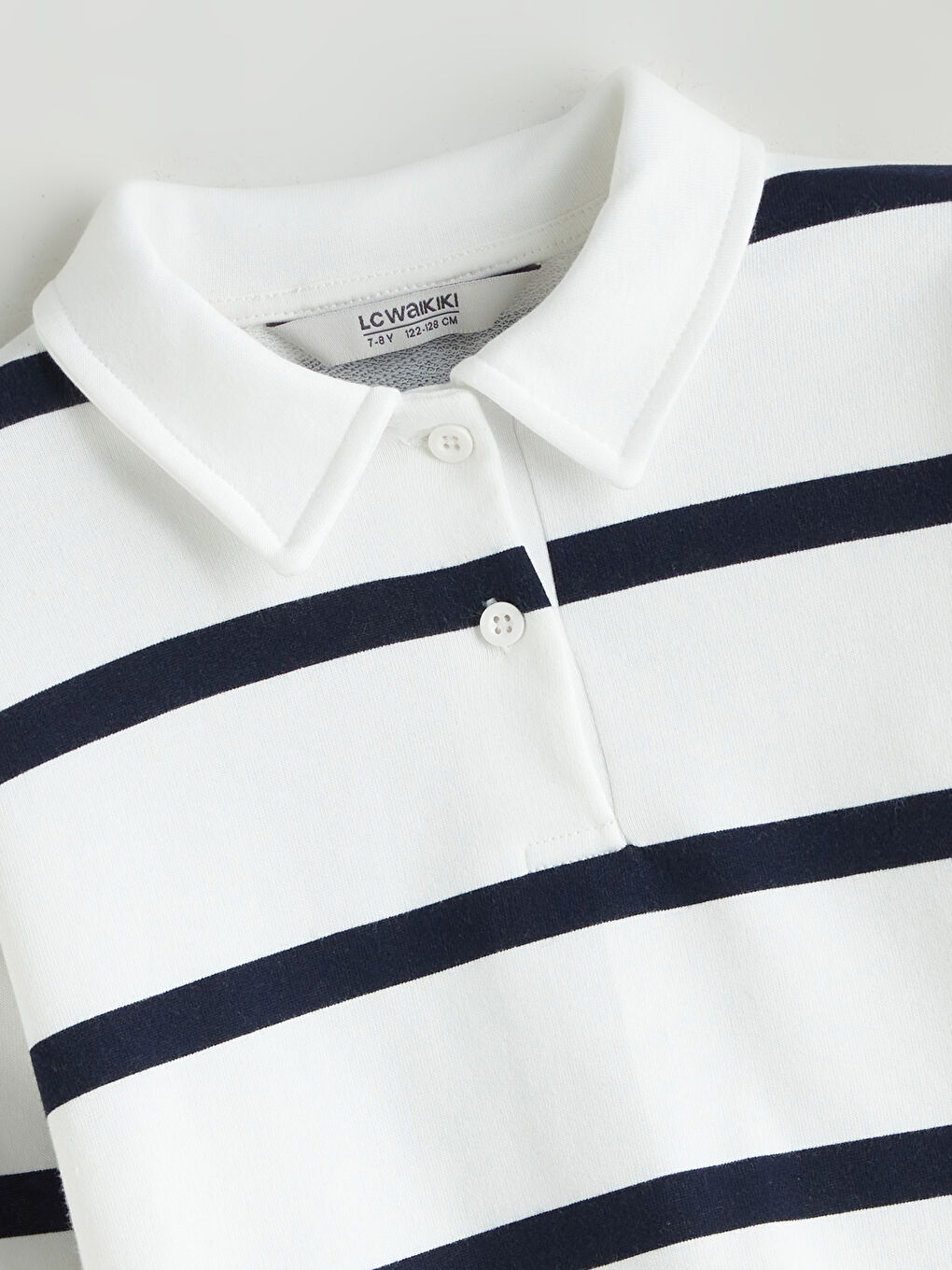 Lacivert Polo Yaka Kız Çocuk Sweatshirt-1