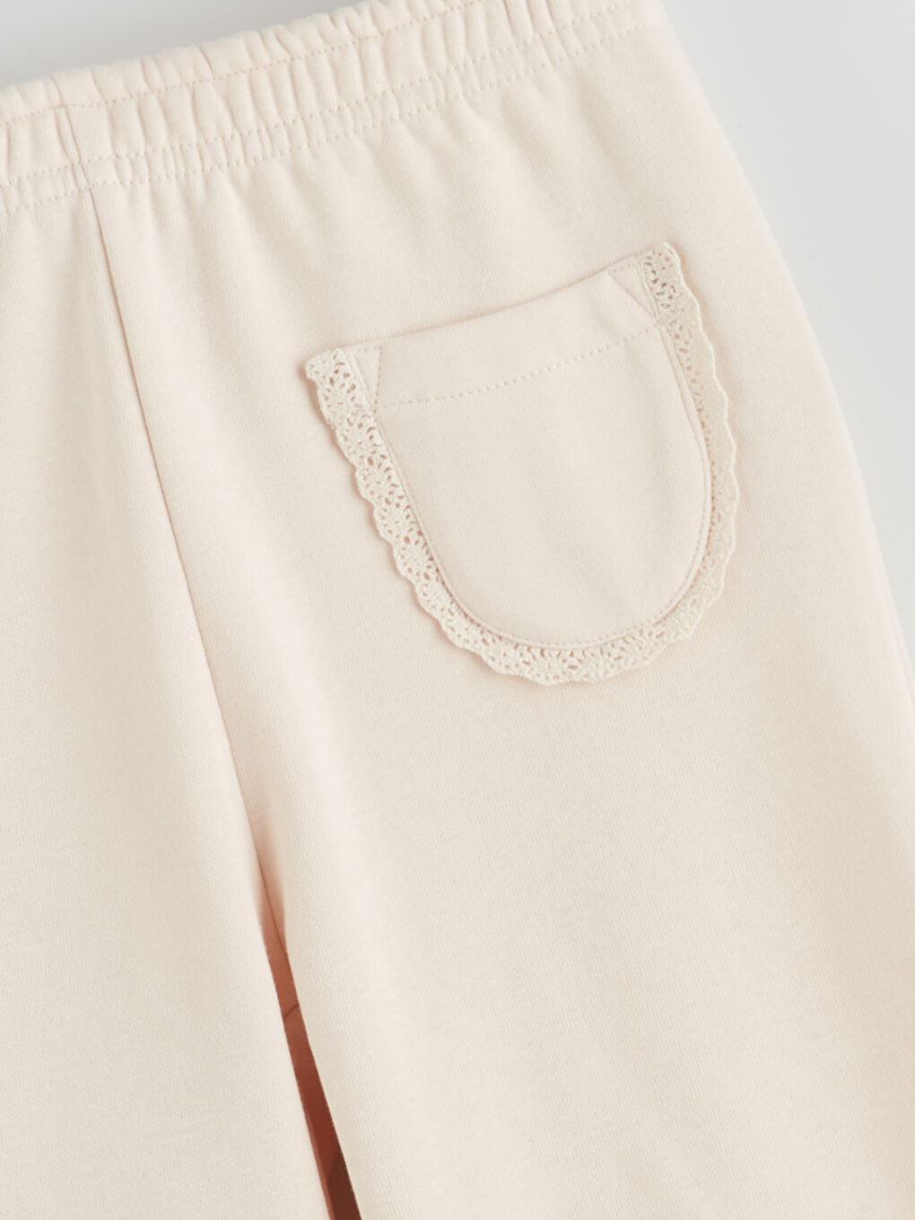 Bej Beli Lastikli Basic Kız Çocuk Eşofman Altı-2