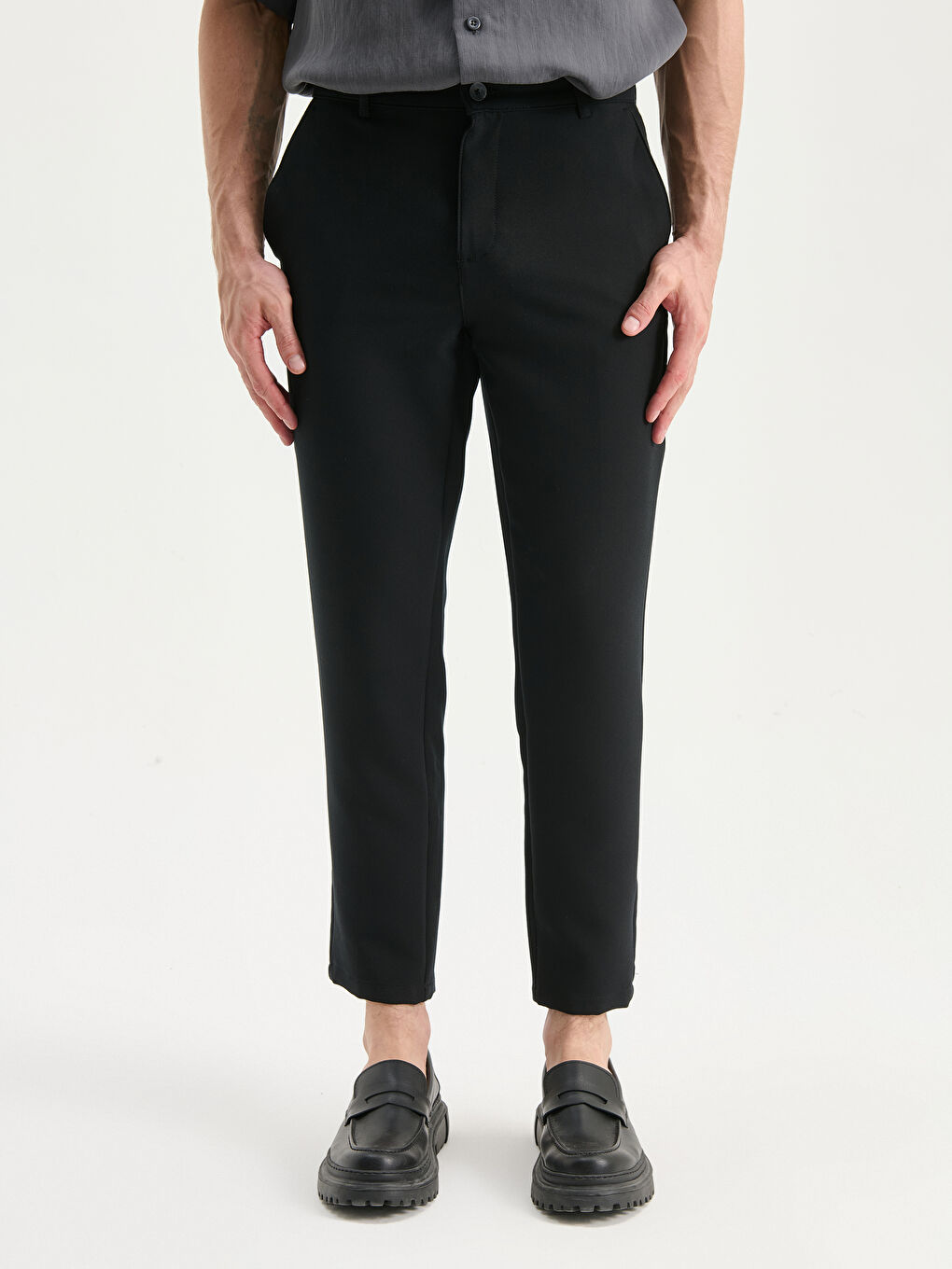 Siyah Slim Fit Erkek Pantolon-3