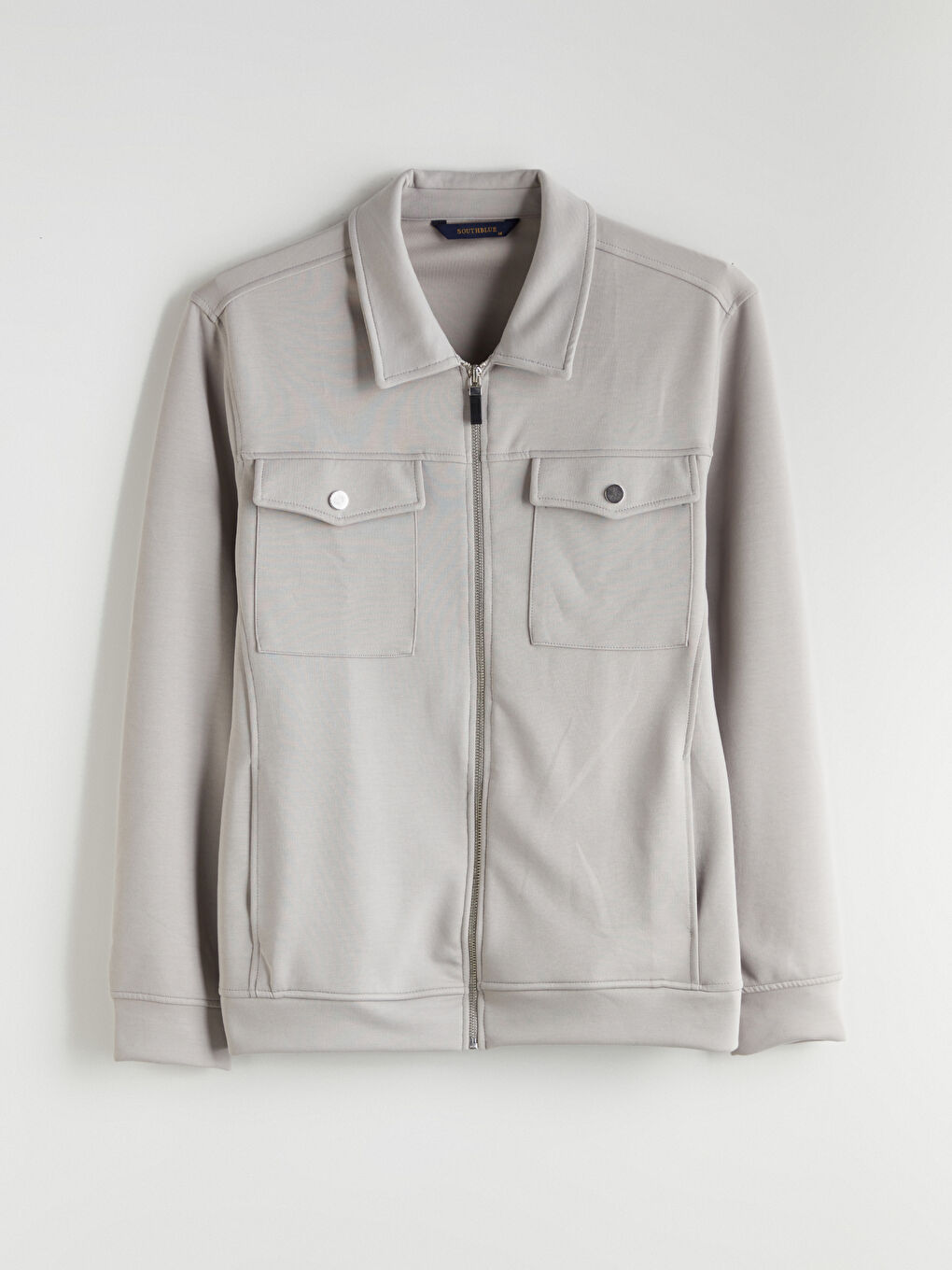 Gri Standart Kalıp Gömlek Yaka Erkek Ceket-4