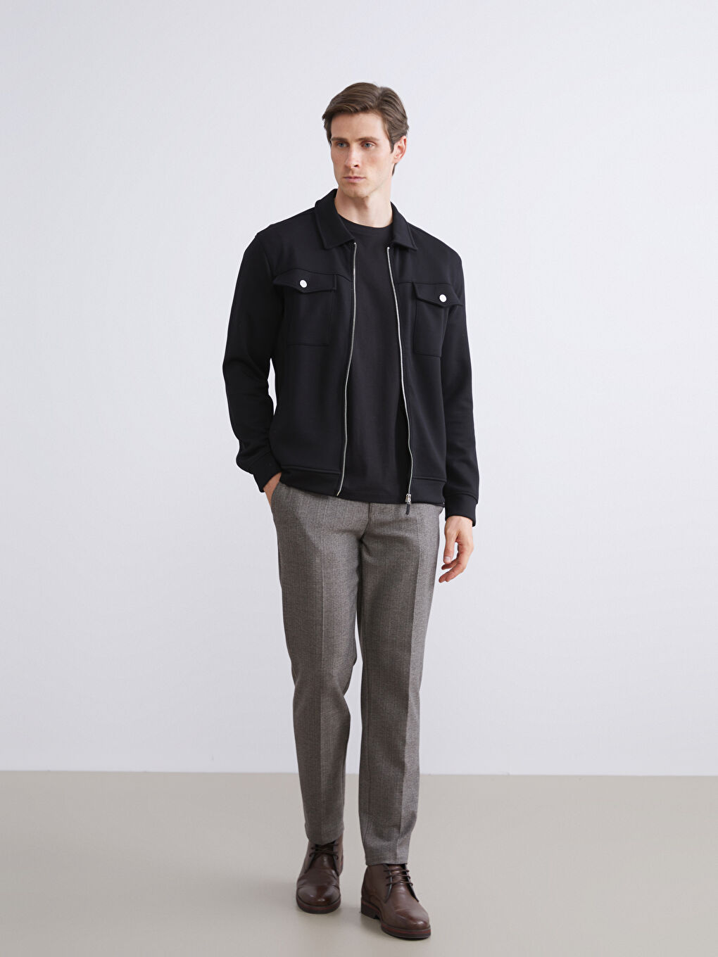 Standard Fit Collared Neck Men's Jacket-1