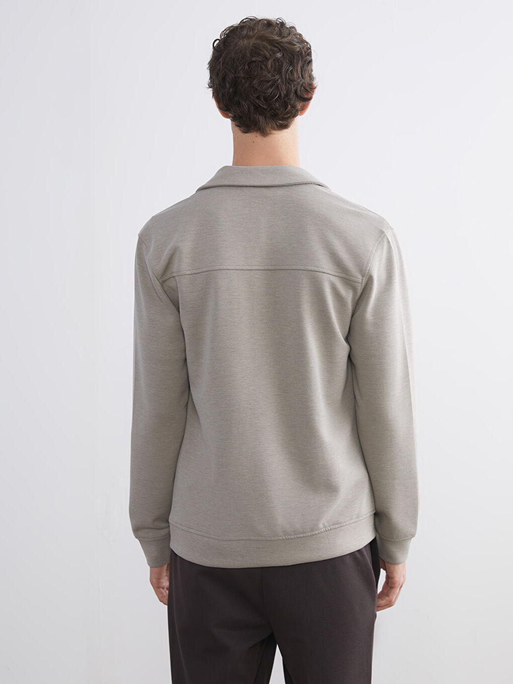 Bej Standart Kalıp Gömlek Yaka Erkek Ceket-3