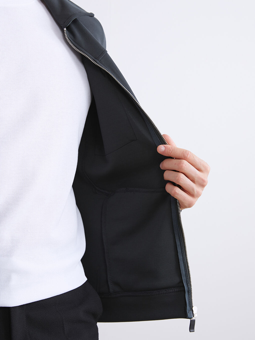 Antrasit Standart Kalıp Gömlek Yaka Erkek Ceket-2