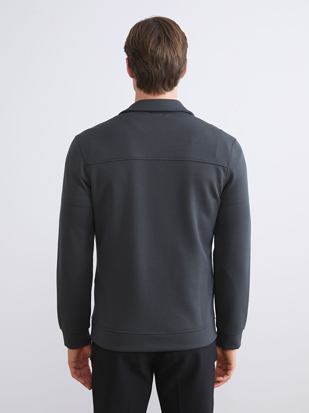 Antrasit Standart Kalıp Gömlek Yaka Erkek Ceket-4