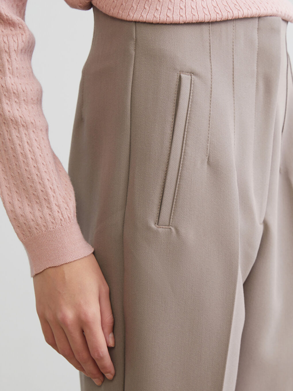 High Waisted Cigarette Women's Pleated Trousers-5