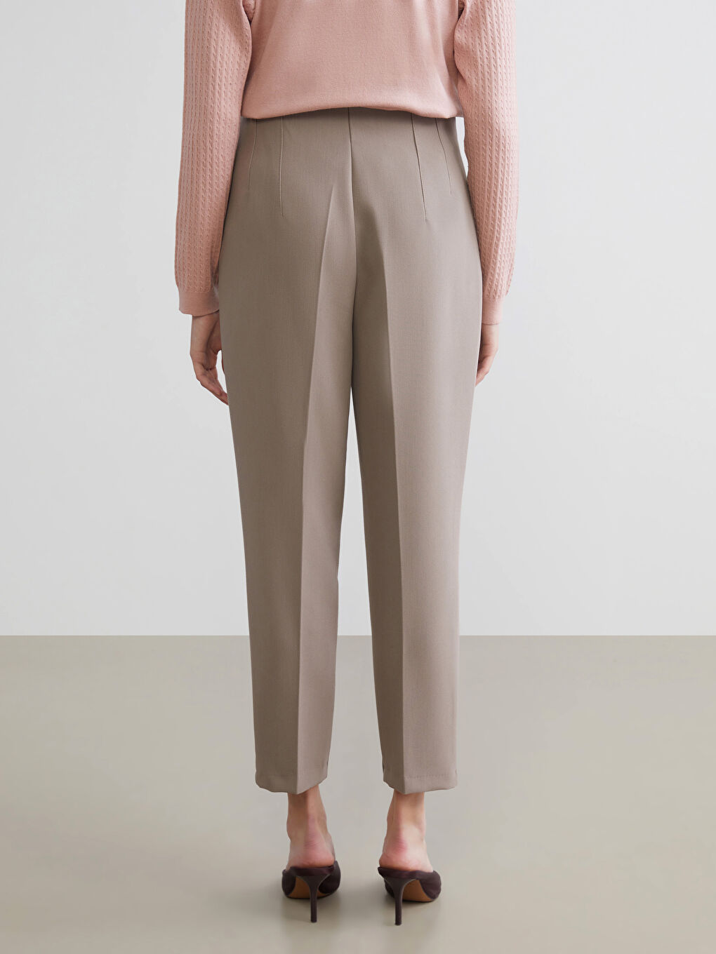 High Waisted Cigarette Women's Pleated Trousers-7