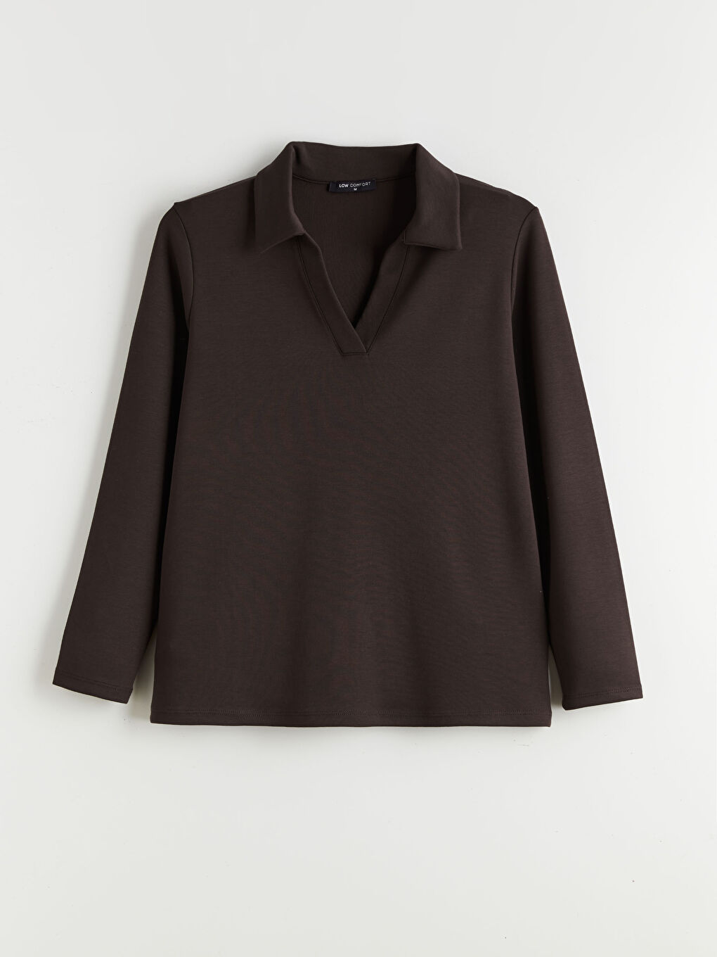 Kahverengi Polo Yaka Kadın Sweatshirt-5