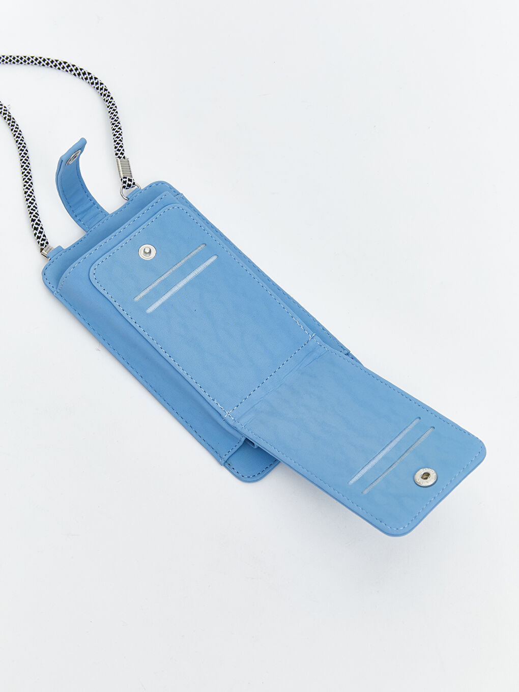 Mavi Deri Görünümlü Kadın Telefon Çantası-1