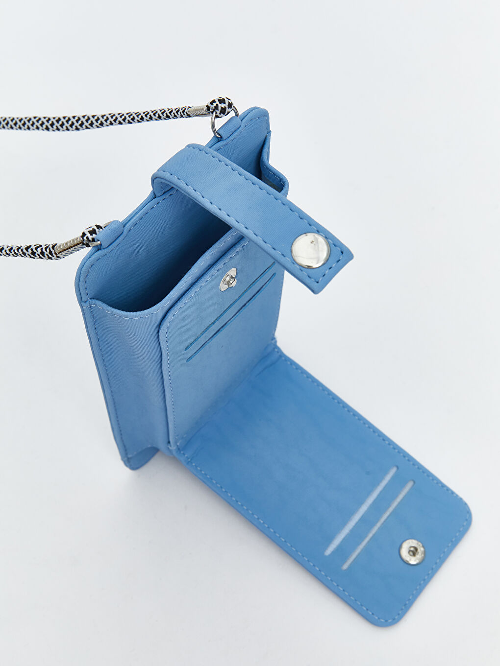 Mavi Deri Görünümlü Kadın Telefon Çantası-2
