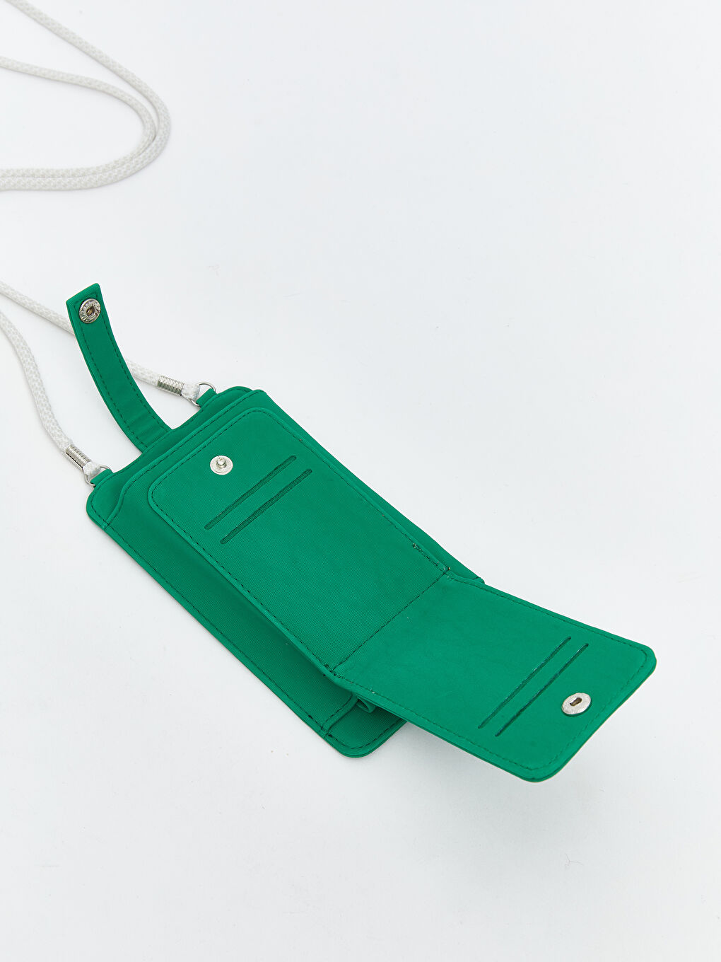 Yeşil Deri Görünümlü Kadın Telefon Çantası-1