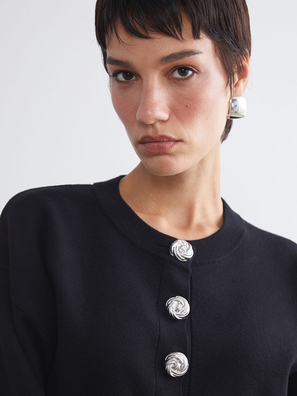 Crew Neck Women's Knitwear Cardigan-2