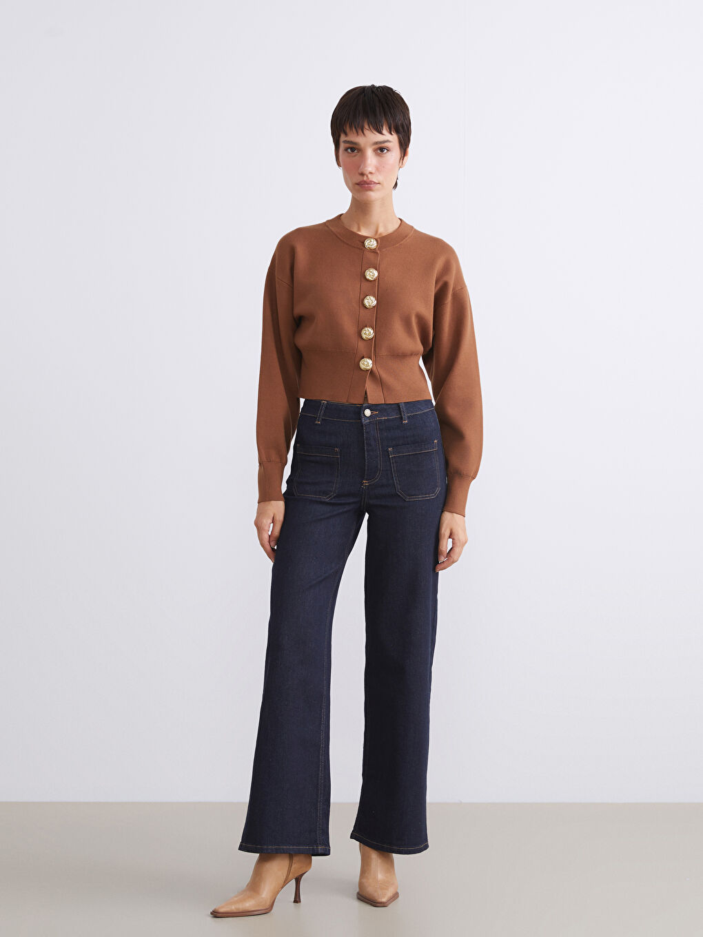 Crew Neck Women's Knitwear Cardigan-1