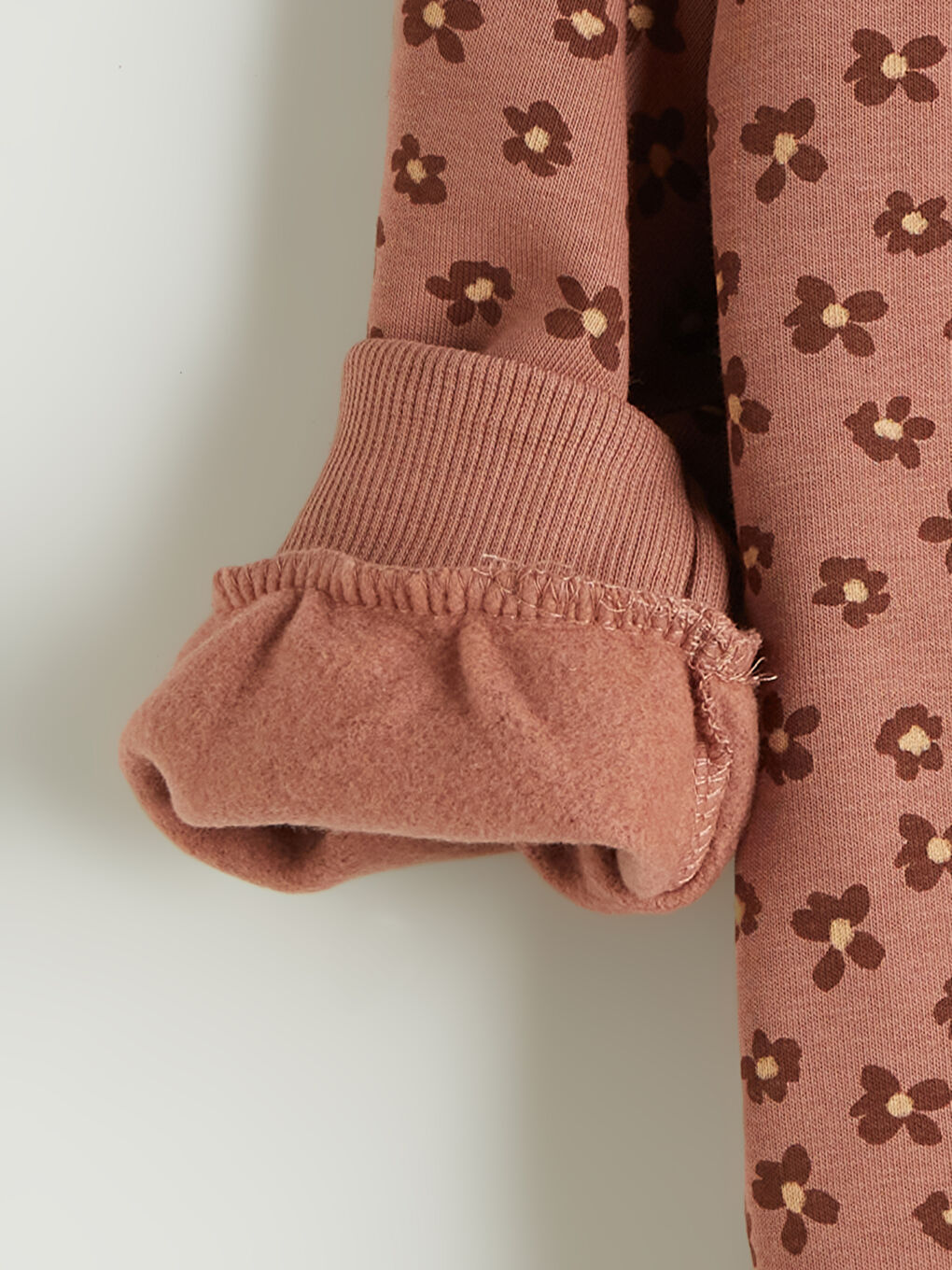 Kahverengi Bisiklet Yaka Çiçekli Kız Çocuk Sweatshirt-3