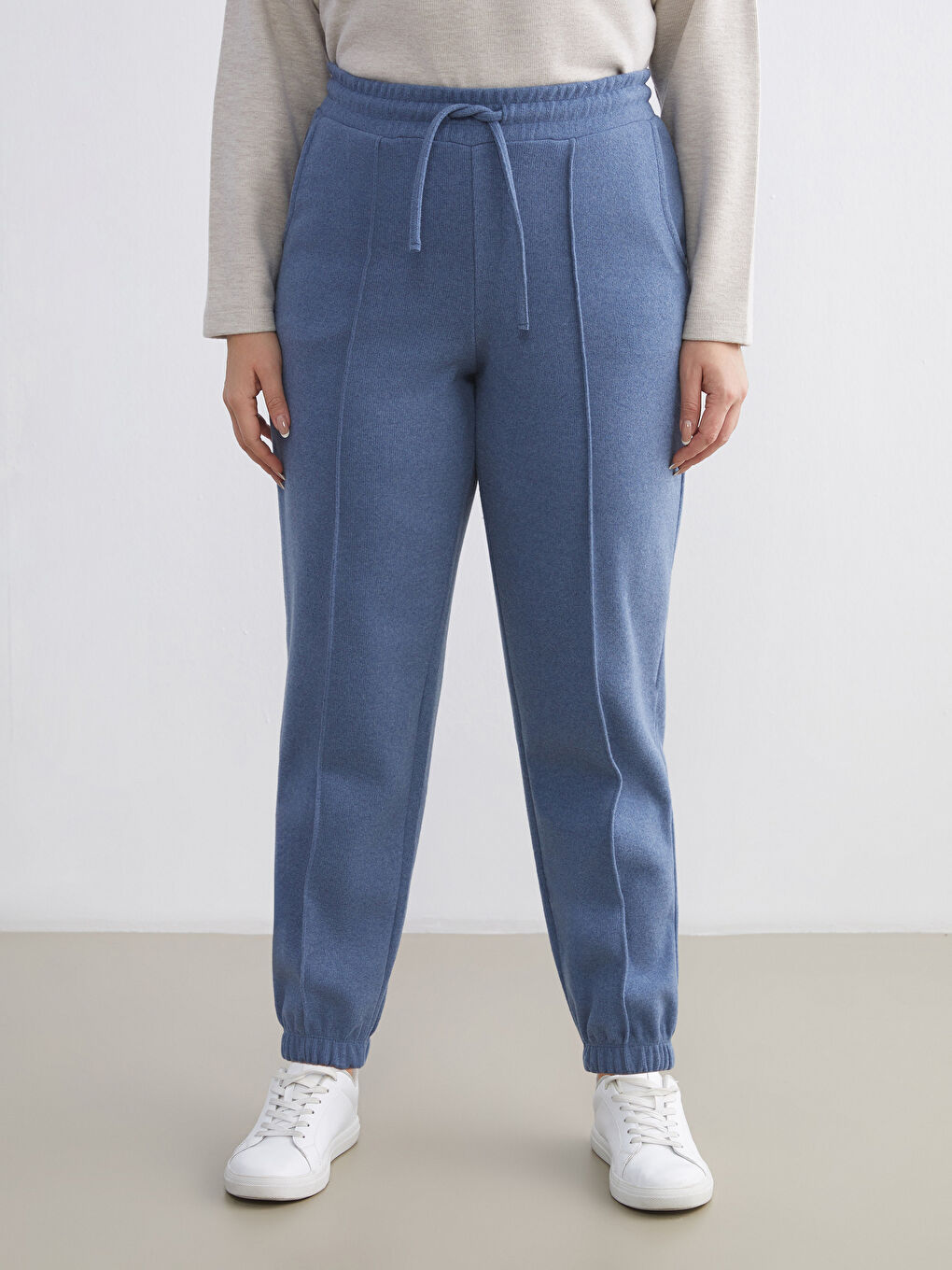 İndigo Beli Lastikli Kadın Jogger Eşofman Altı-1