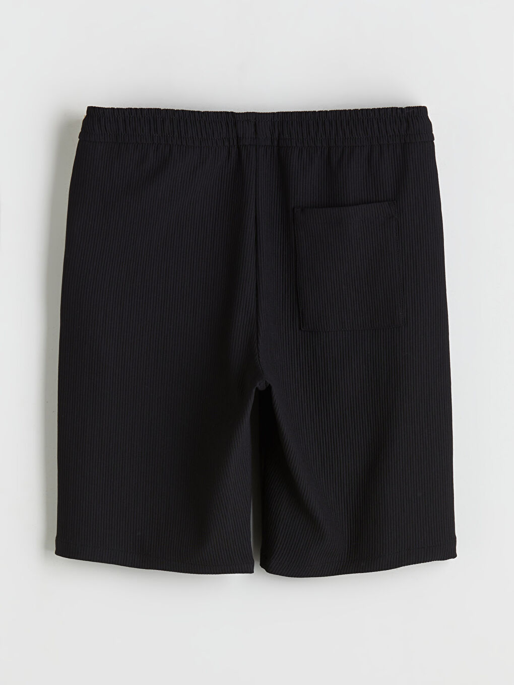 Siyah Standart Kalıp Keten Görünümlü Erkek Şort-6