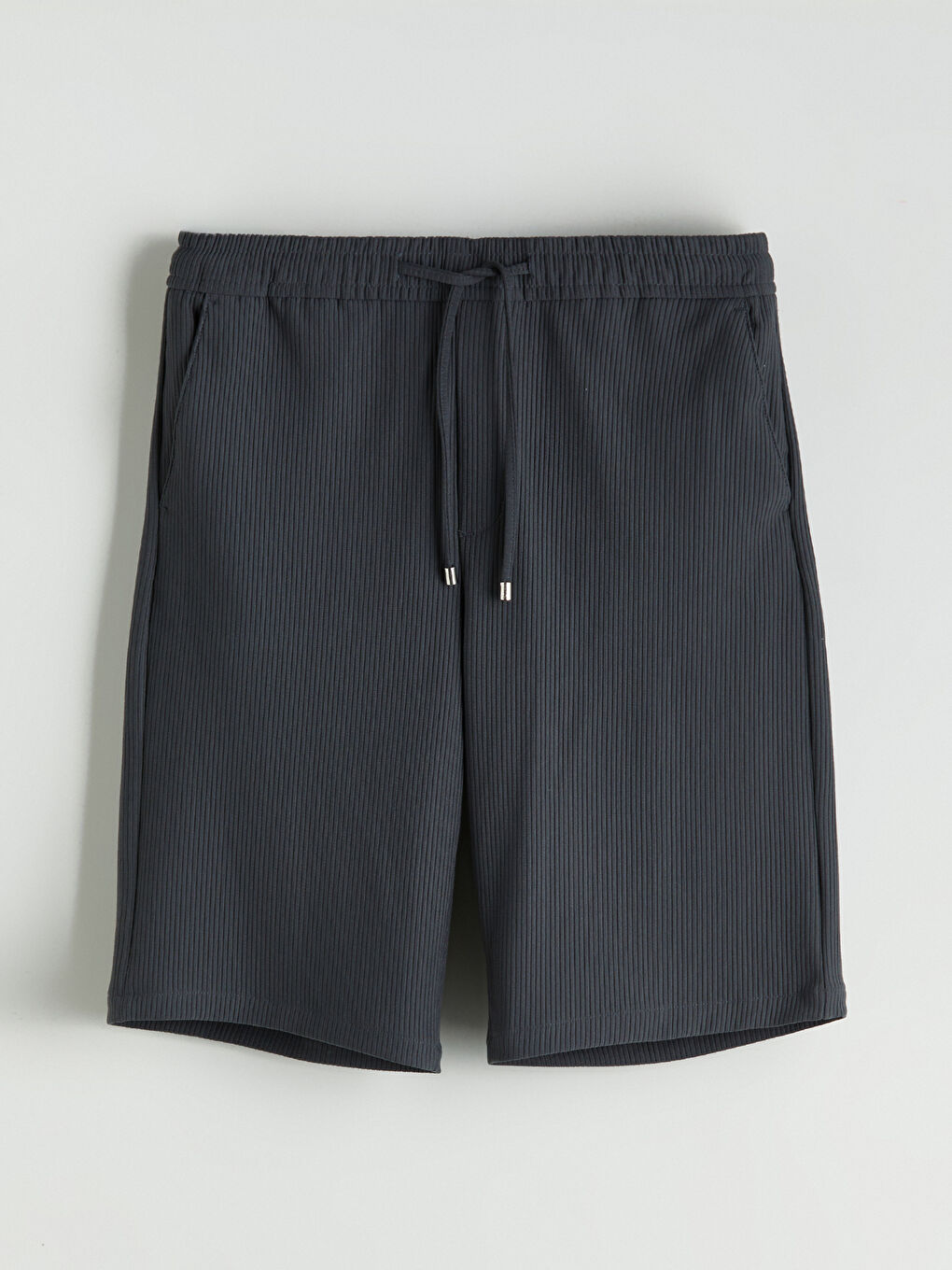 Antrasit Standart Kalıp Keten Görünümlü Erkek Şort-5