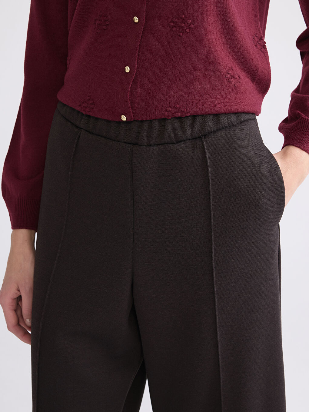 Elastic Waist Wide Leg Women's Trousers-2