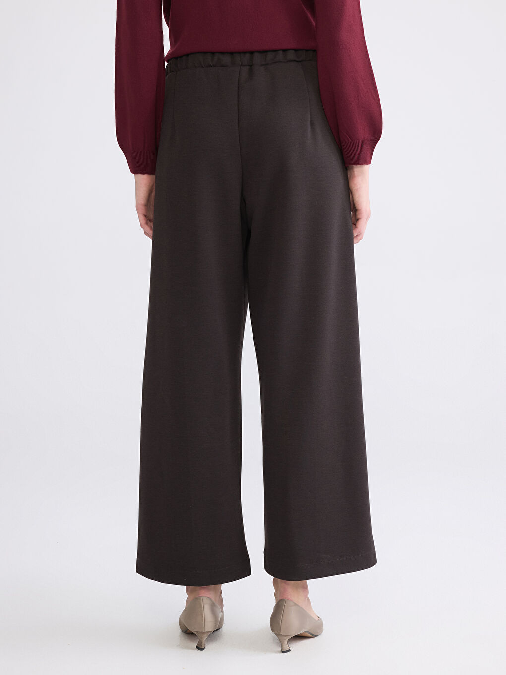 Elastic Waist Wide Leg Women's Trousers-3