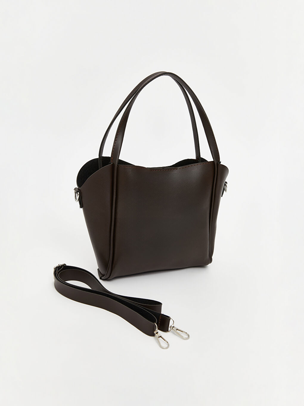 Kahverengi Deri Görünümlü Kadın Kol Çantası-1