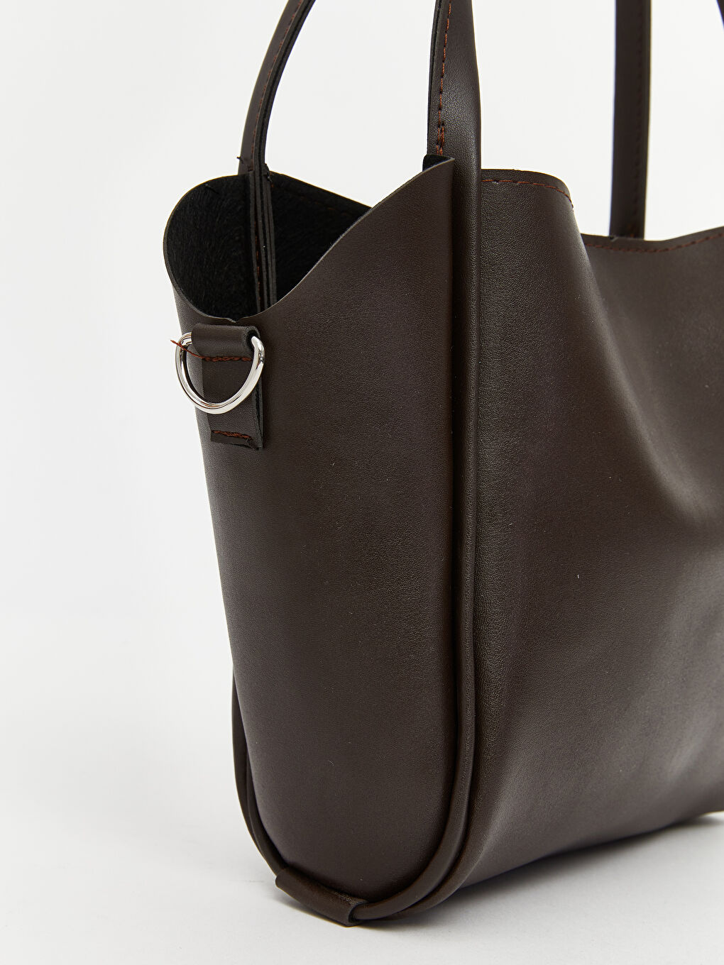 Kahverengi Deri Görünümlü Kadın Kol Çantası-2