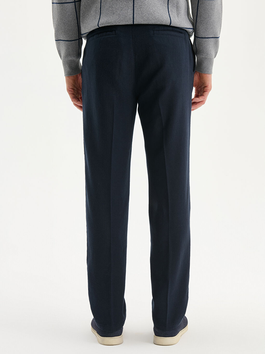 Lacivert Standart Kalıp Keten Erkek Pantolon-3