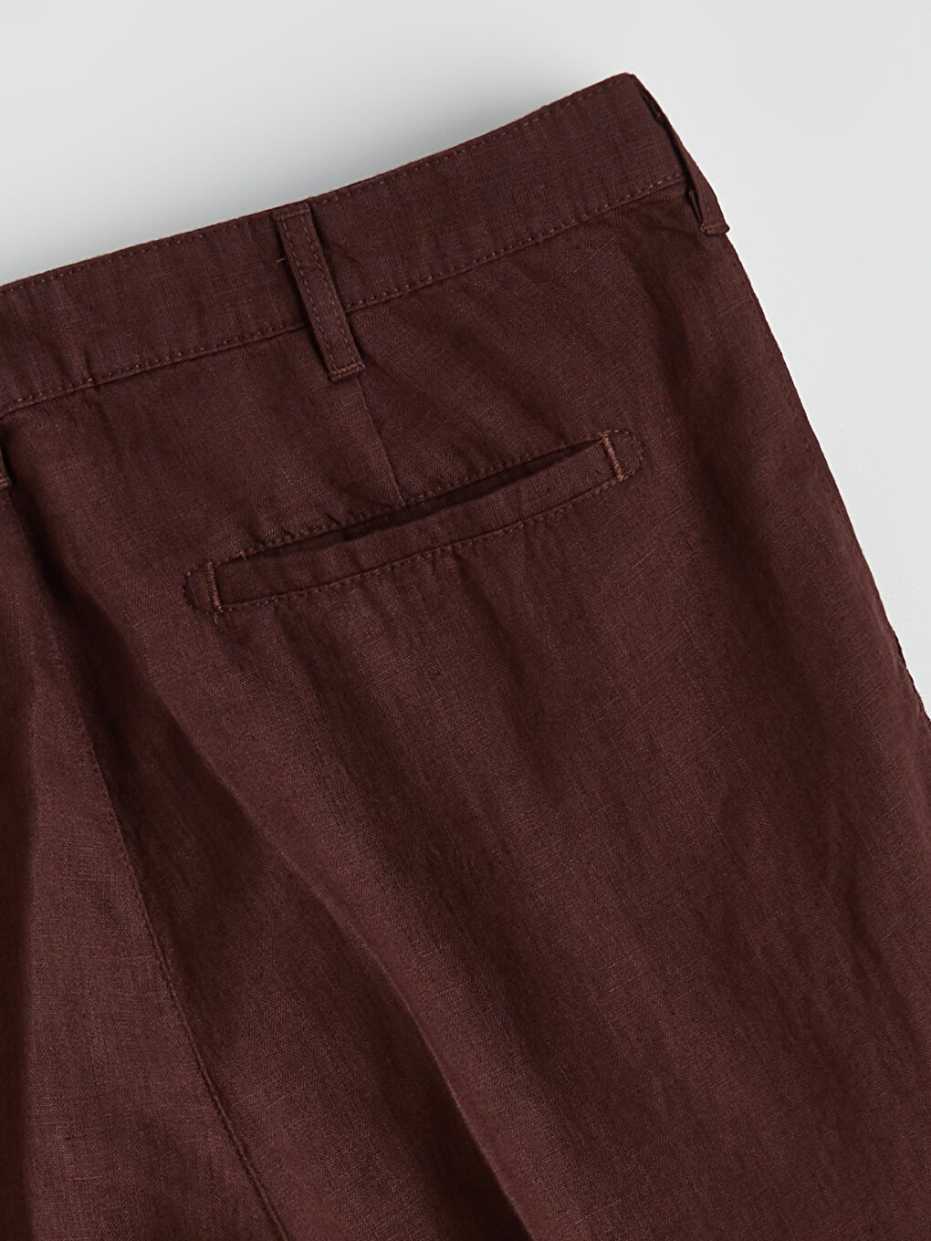 Kahverengi Standart Kalıp Keten Erkek Pantolon-8