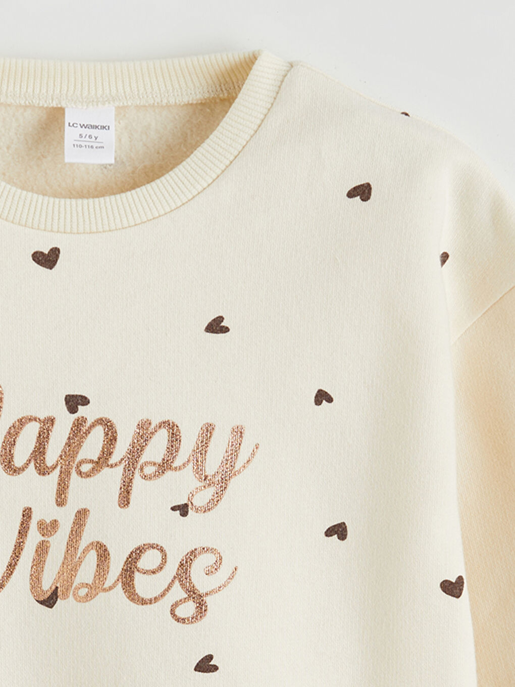 Kahverengi Bisiklet Yaka Baskılı Kız Çocuk Kalın Sweatshirt-4