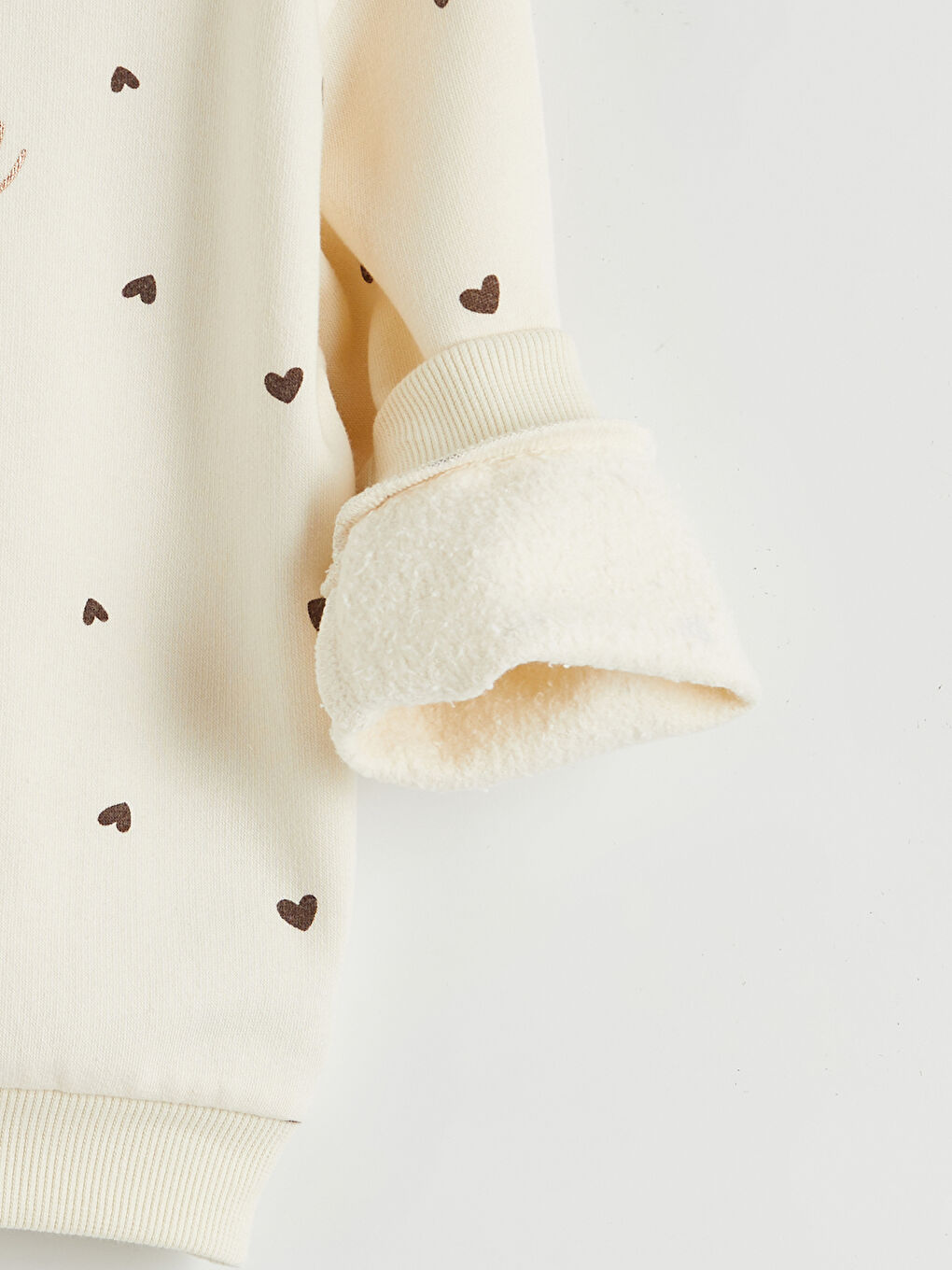 Kahverengi Bisiklet Yaka Baskılı Kız Çocuk Kalın Sweatshirt-6