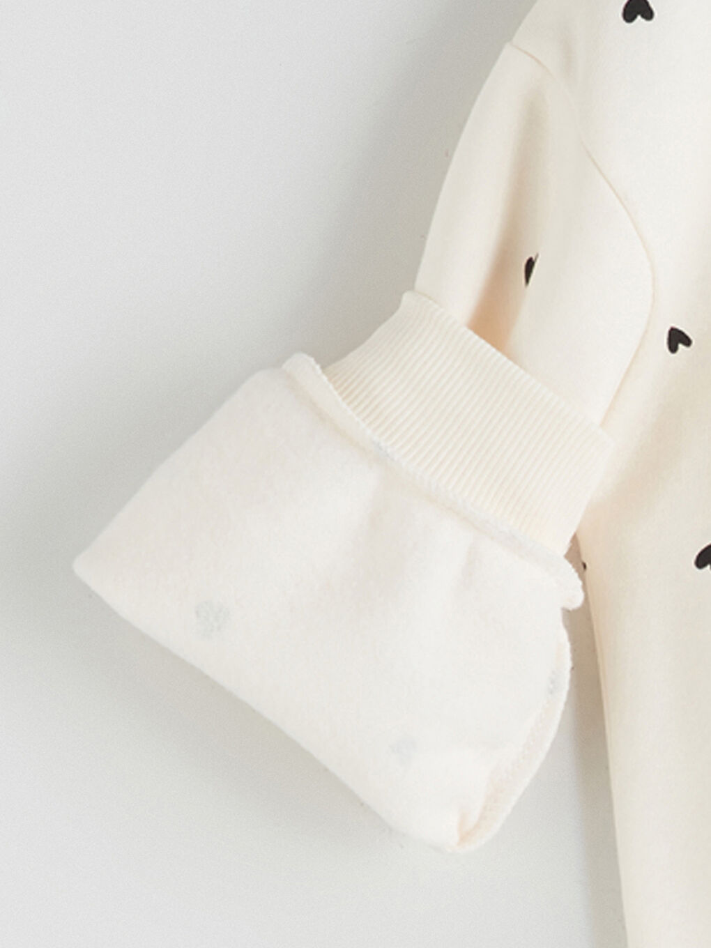 Ekru Bisiklet Yaka Baskılı Kız Çocuk Kalın Sweatshirt-2