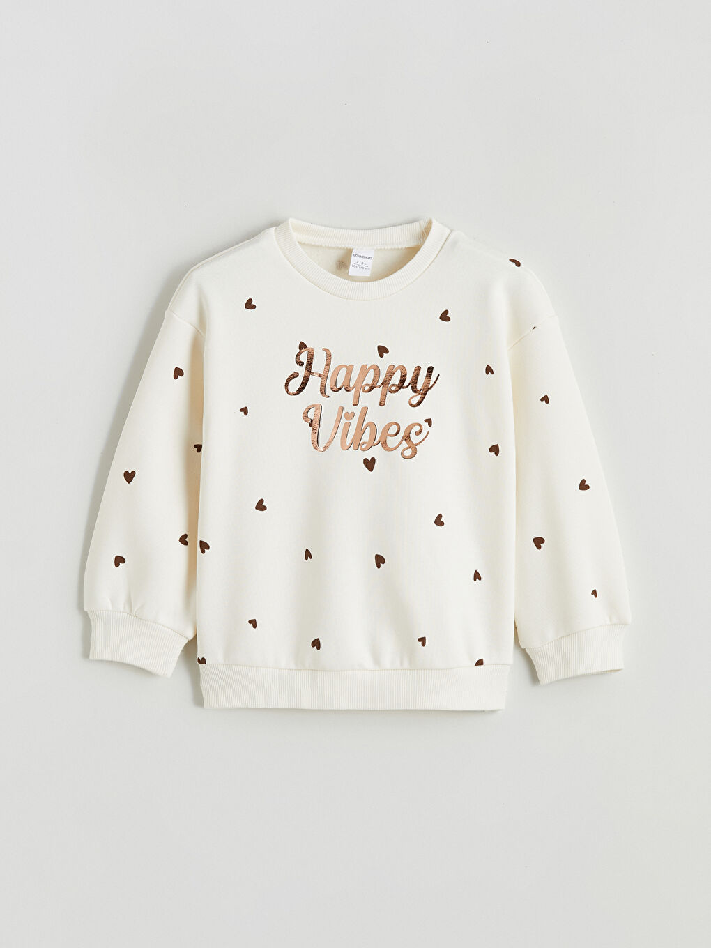 Kahverengi Bisiklet Yaka Baskılı Kız Çocuk Kalın Sweatshirt-1