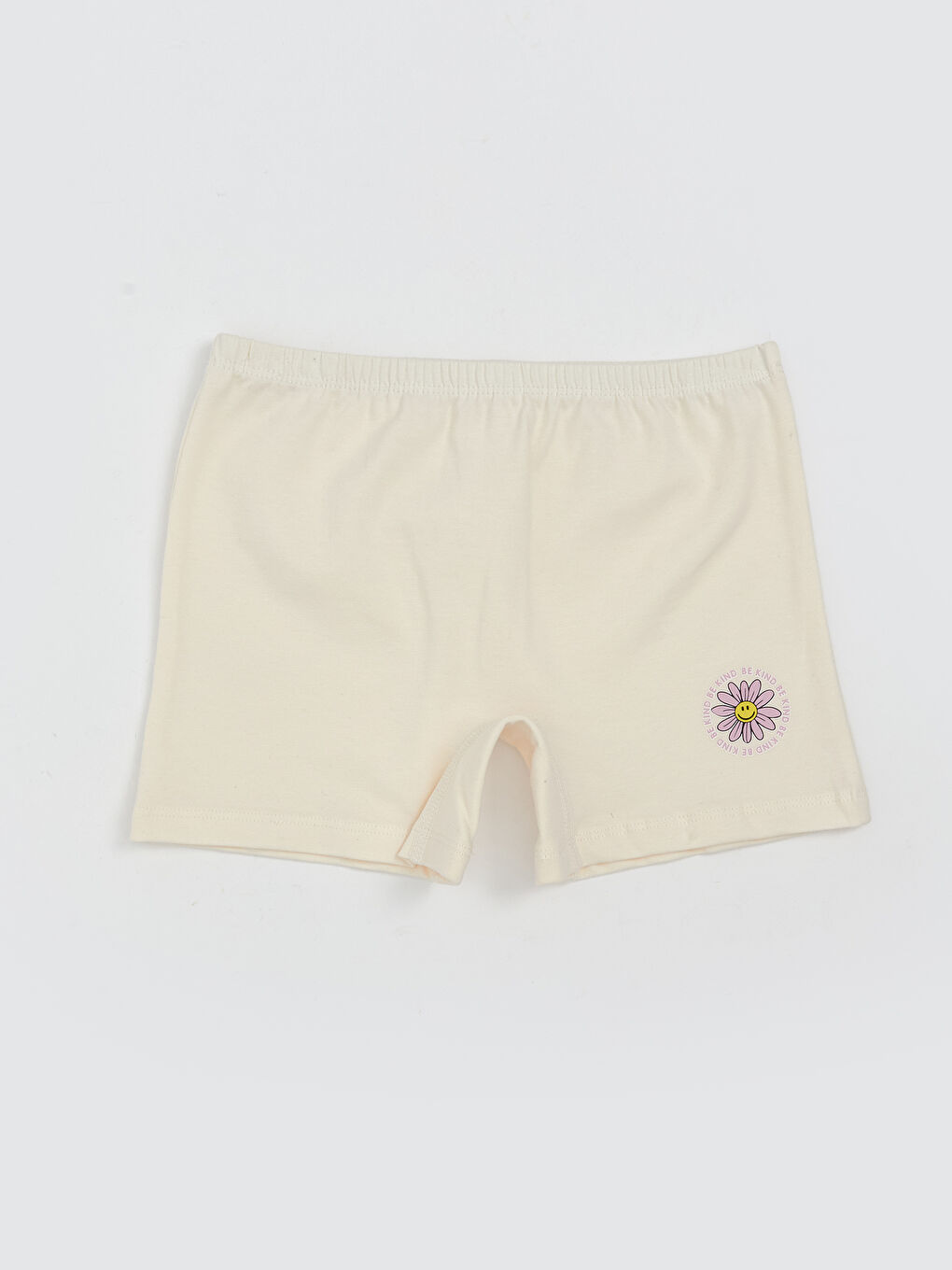 Ekru Baskılı Kız Çocuk Boxer