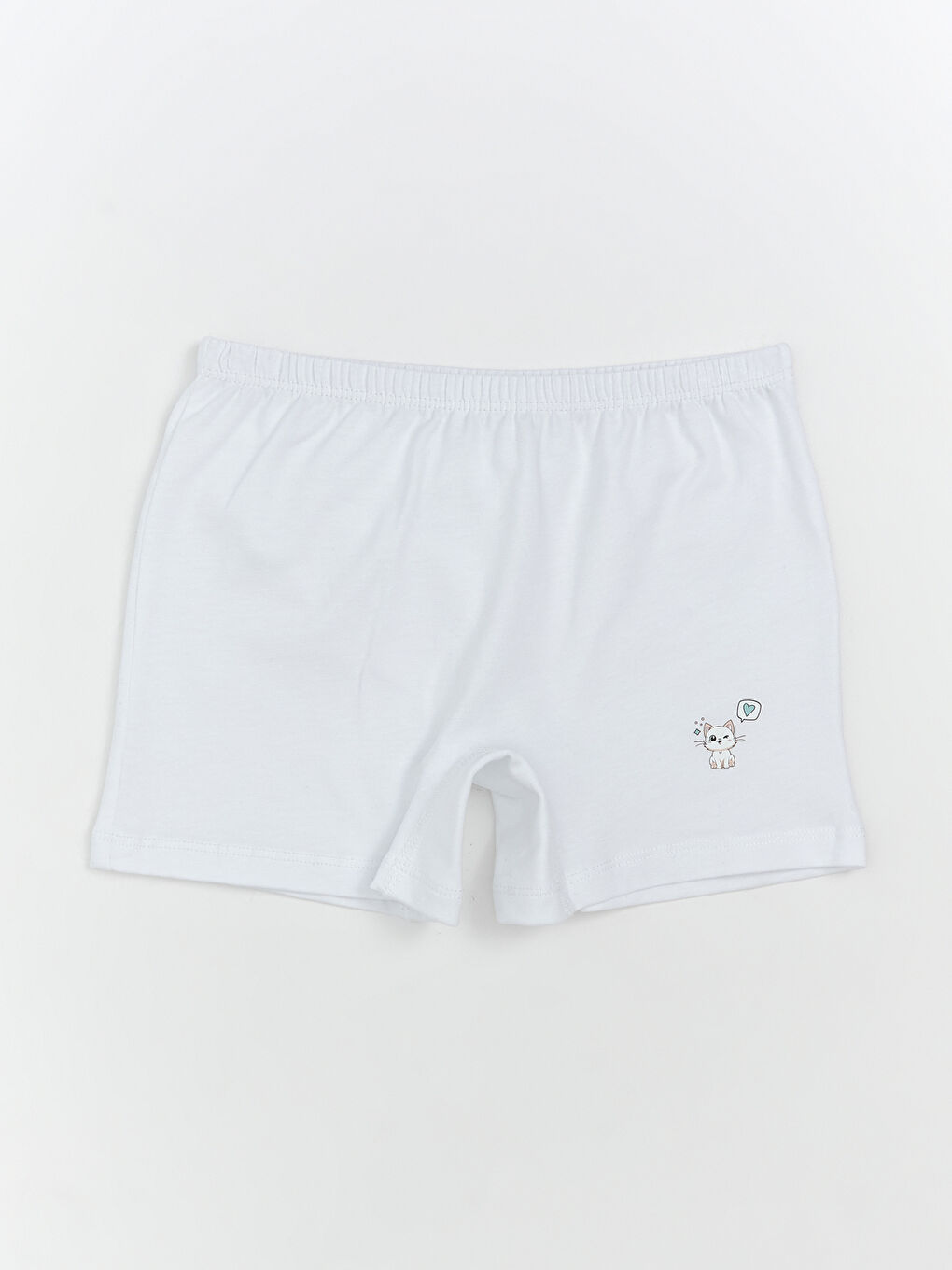 Beyaz Baskılı Kız Çocuk Boxer