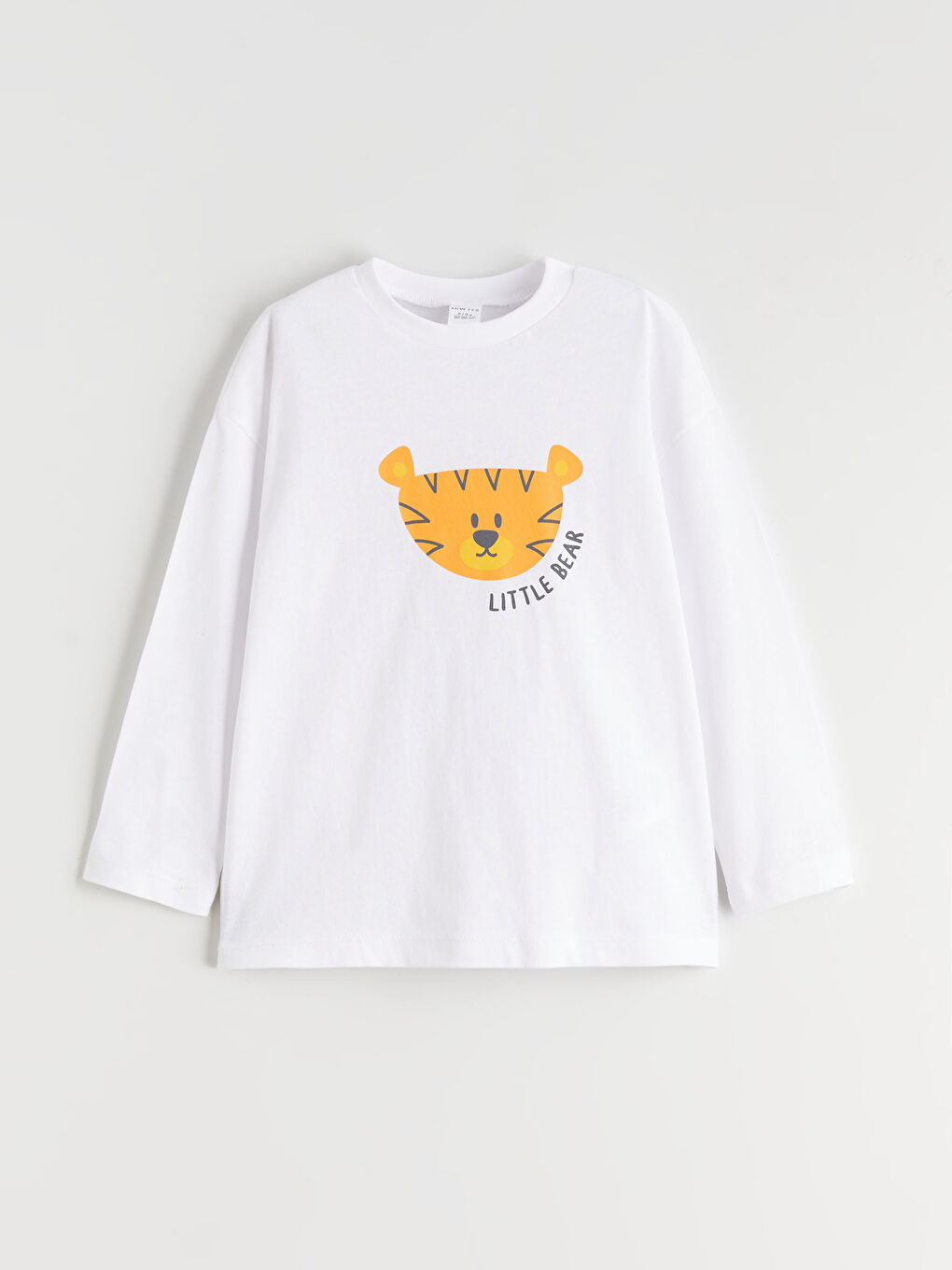 Beyaz Bisiklet Yaka Erkek Çocuk Tişört