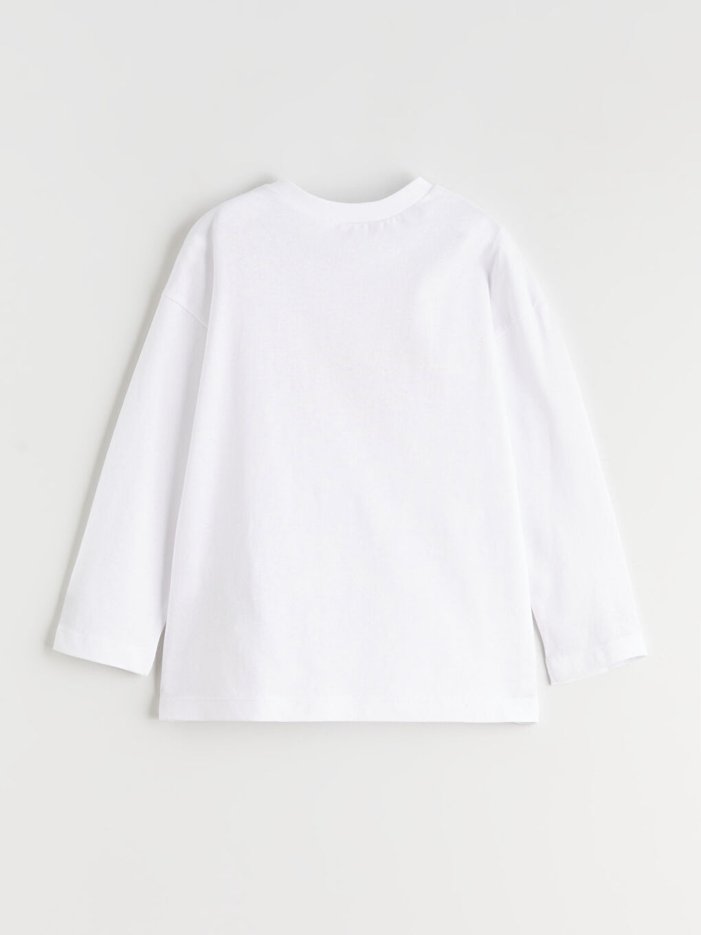 Beyaz Bisiklet Yaka Erkek Çocuk Tişört-1