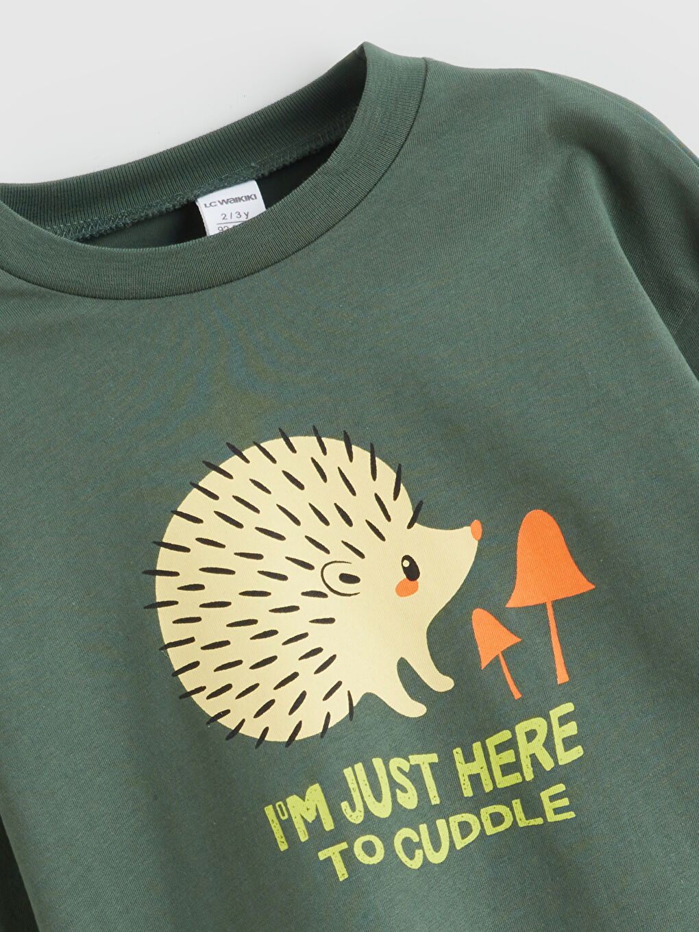 Haki Bisiklet Yaka Baskılı Erkek Çocuk Tişört-1