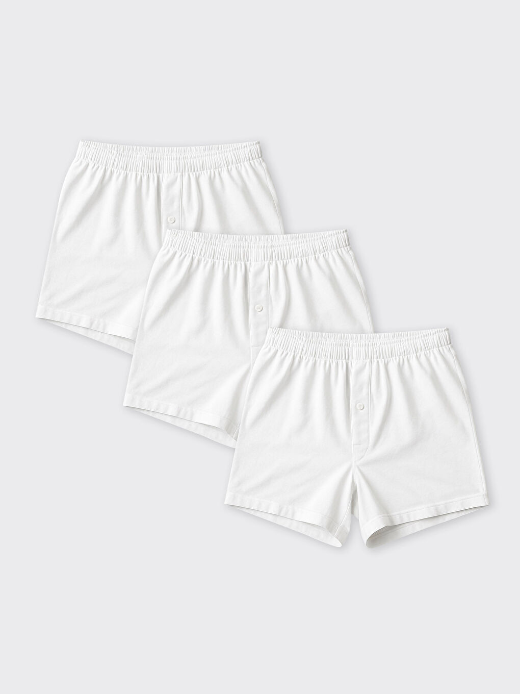 Beyaz Standart Kalıp Pamuklu Esnek Erkek Boxer 3'lü