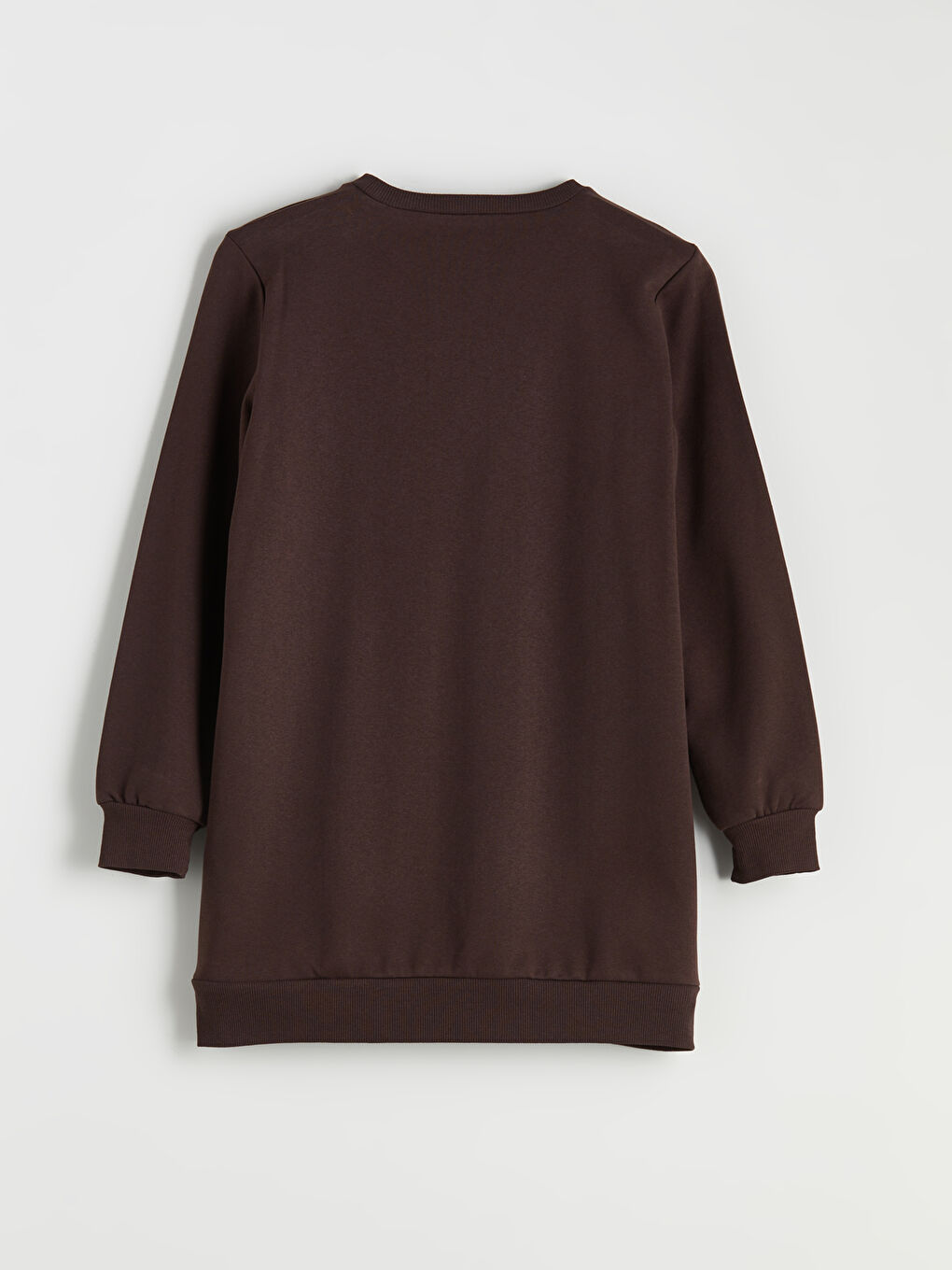 Kahverengi Bisiklet Yaka Leopar Desenli Kadın Sweatshirt Tunik-5