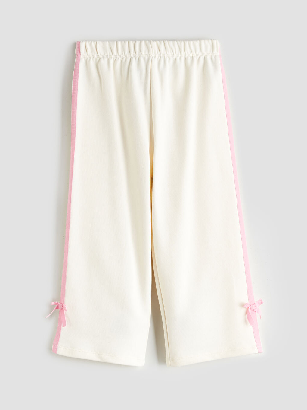 Ekru Beli Lastikli Kız Çocuk Eşofman Alt