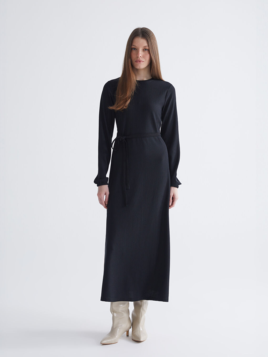 Crew Neck Ribbed Dress