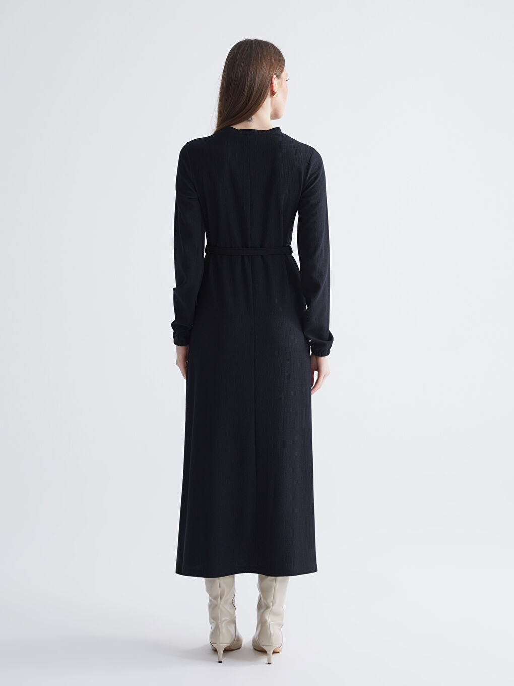 Crew Neck Ribbed Dress-3