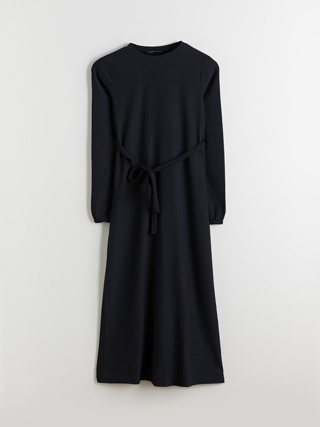 Crew Neck Ribbed Dress-4