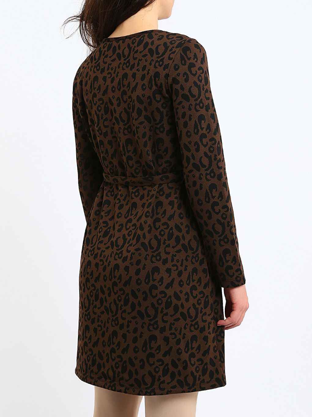 Plus Size Crew Neck Patterned Dress-8