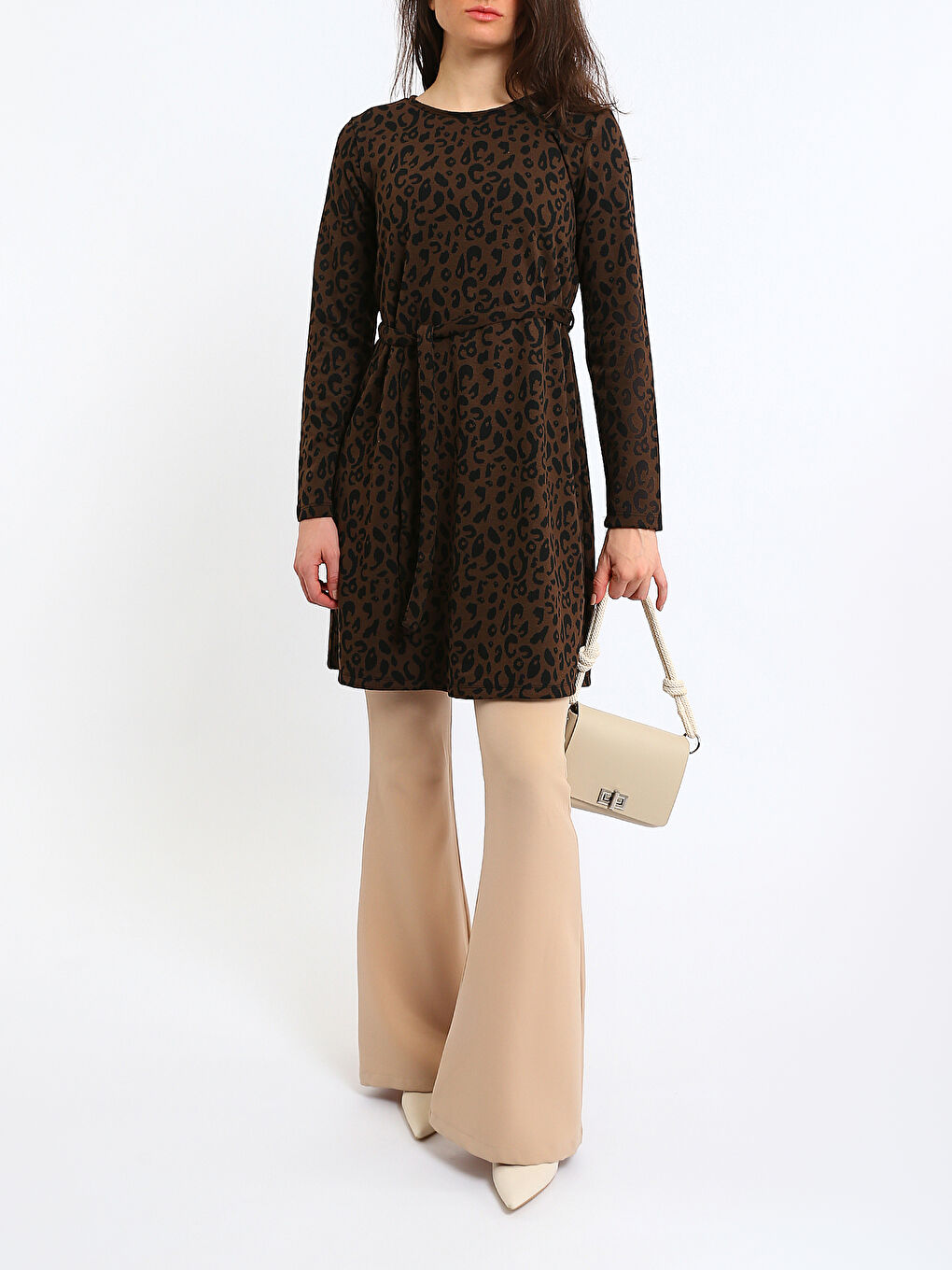 Plus Size Crew Neck Patterned Dress-2